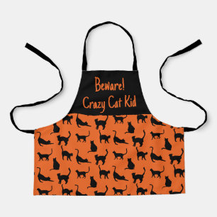 Customised Crazy Cat Kid Halloween Apron