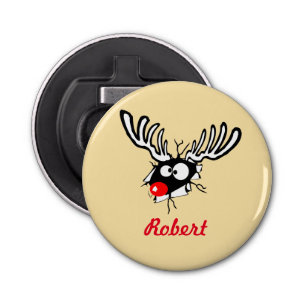 Customised Crazy Red Nosed Reindeer Bottle Opener