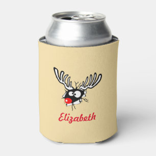 Customised Crazy Red Nosed Reindeer Can Cooler