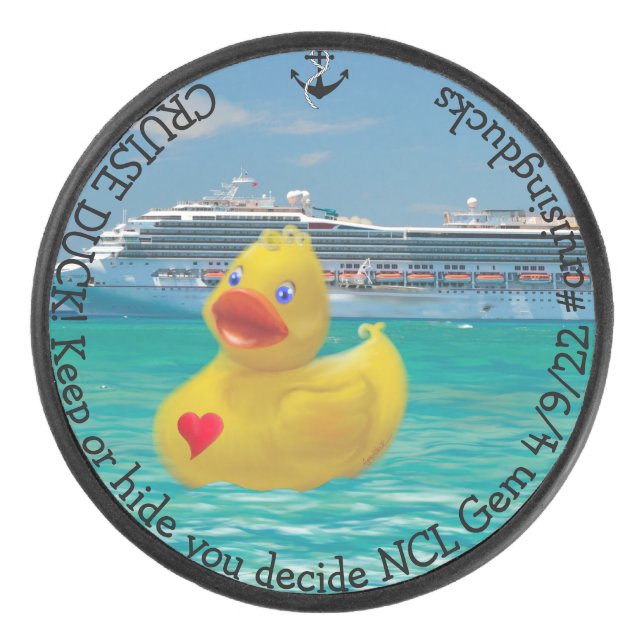 Customised Cruising Duck for grown ups Hockey Puck (Front)