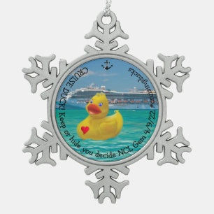 Customised Cruising Duck for grown ups Snowflake Pewter Christmas Ornament
