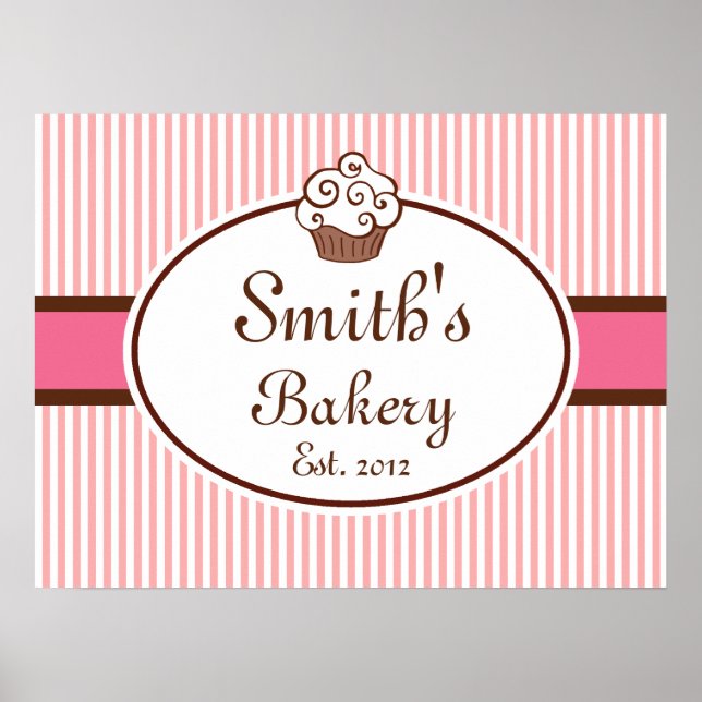 Customised Cupcake Bakery Sign Art  Print (Front)