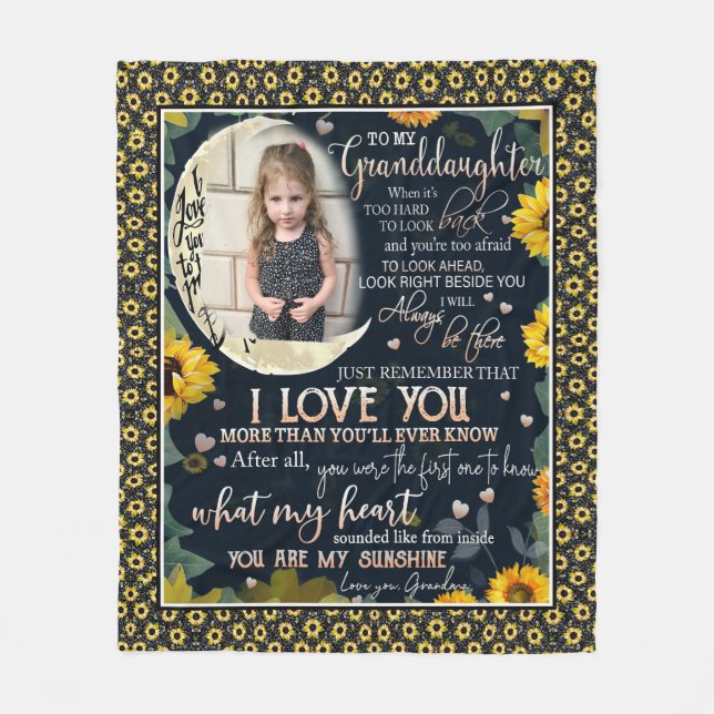 Customised Custom Photo Granddaughter I Love You Fleece Blanket (Front)