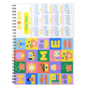 Customised Cute and Happy Home Calender 2026 Notebook