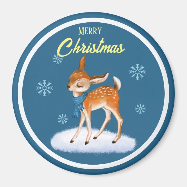 Customised Cute Christmas theme Classic Round Magnet (Front)