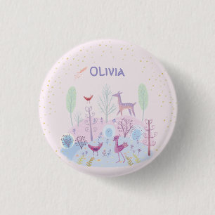 Customised cute floral 3 cm round badge