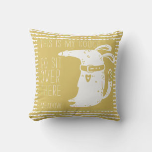 Customised Cute Funny Dog Gold Cushion