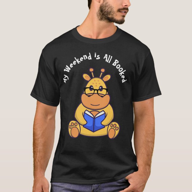 Customised Cute funny giraffe reading book  T-Shirt (Front)