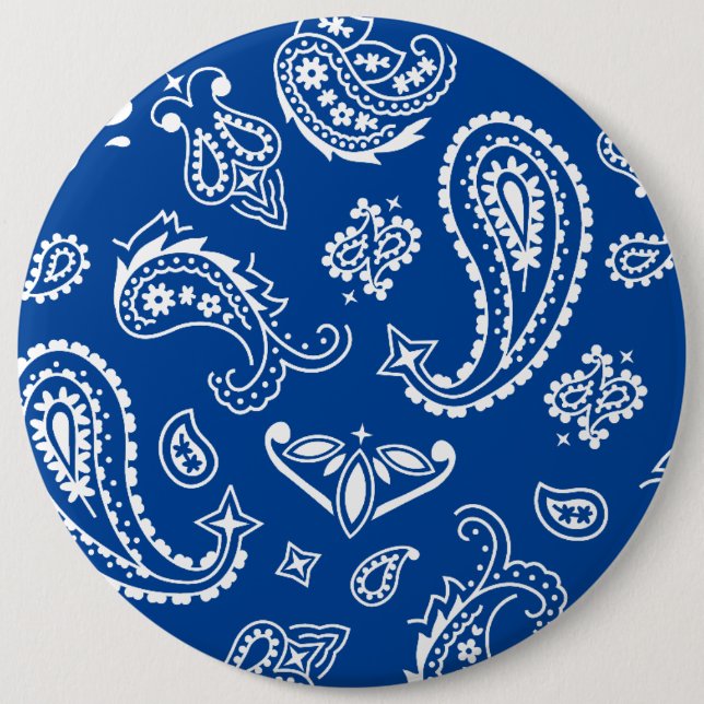 Customised cute mandala print in blue 6 cm round badge (Front)