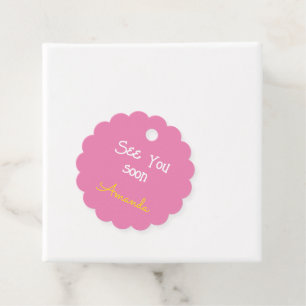 Customised cute pink kids favour tags