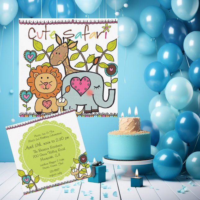 Customised Cute Safari Birthday Invitation (Creator Uploaded)