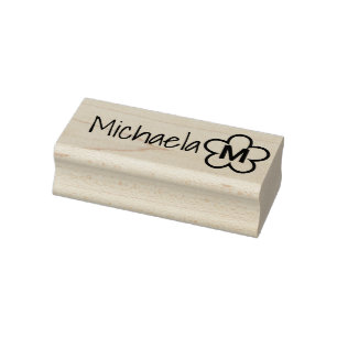 Customised Cute Simple Flower Shape Mongoram Name Rubber Stamp