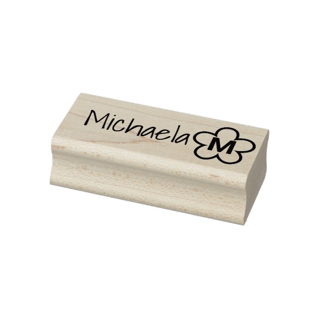 Customised Cute Simple Flower Shape Mongoram Name Rubber Stamp (Stamp)