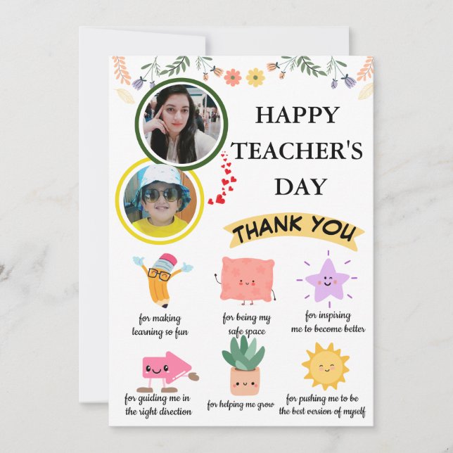 Customised Cute Teacher's Thank You Card  (Front)