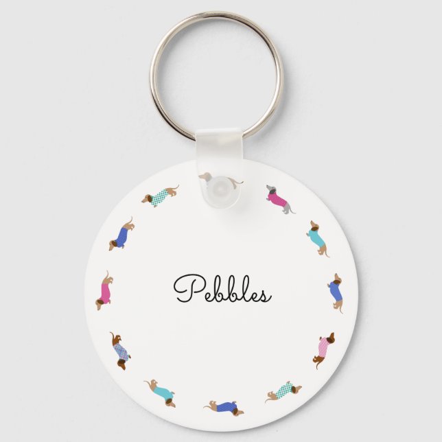 Customised Dachshund Button Keychain (Front)