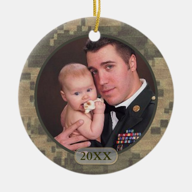 Customised Dated Military Photo Front and Back Ceramic Tree Decoration (Front)