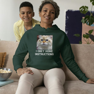 Customised Deep Forest White Text Pet Cat Photo Hoodie