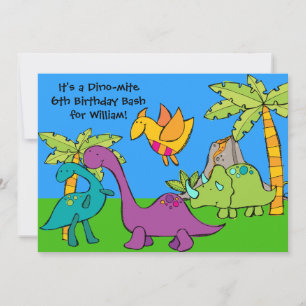 Customised Dino-mite Dinosaur Birthday Invitations