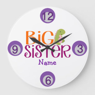 Customised Dinosaur Big Sister Wall Clock