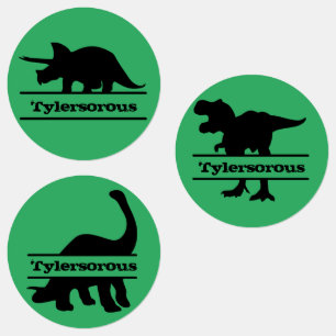 Customised Dinosaur Name Green School Label