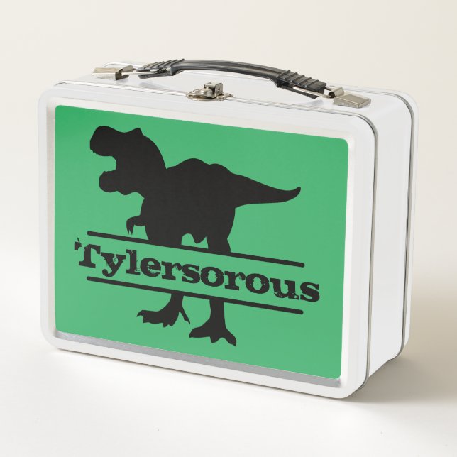 Customised Dinosaur Name Metal Lunch Box (Front)
