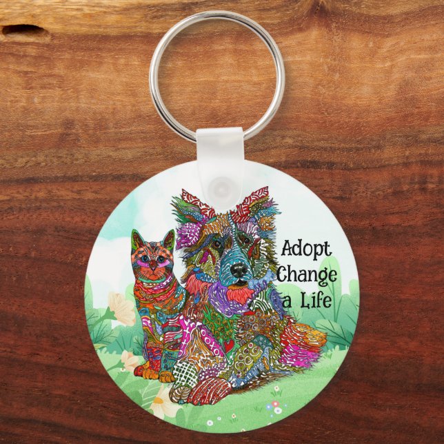Customised Dog and Cat Pet Adoption Keychain (Front)