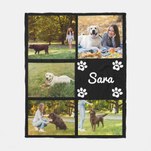 Customised Dog Paw Photos Blanket  Name & Picture 