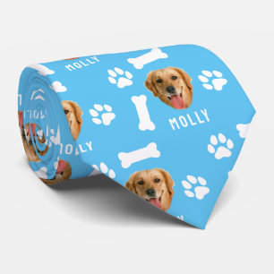 Customised Dog Pet Photo & Name Blue Tie