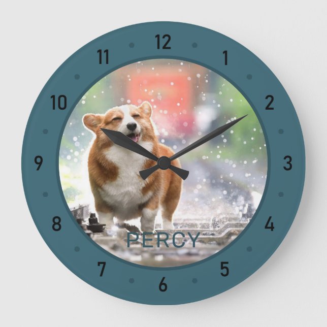 Customised Dog Photo and Name Large Clock (Front)