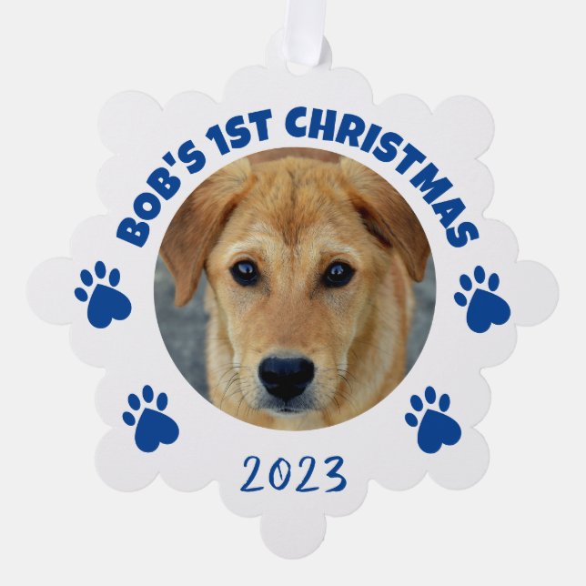 Customised Dog's 1st Christmas Tree Decoration Card (Front)