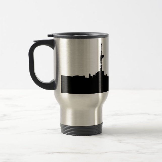Customised Drilling Rig Silhouette Travel Mug (Left)