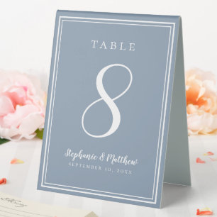 Customised Dusty Blue Wedding Table Number Simple