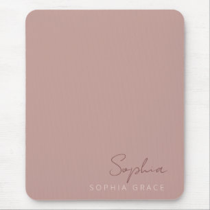 Customised Dusty Rose Modern Handwritten Script  Mouse Mat