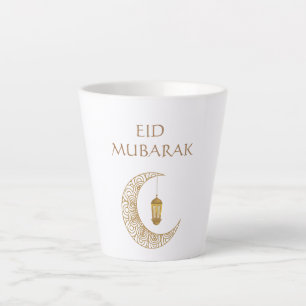 Customised Eid Mubarak with Decorated Crescent  Latte Mug