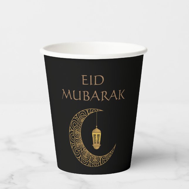 Customised Eid Mubarak with Decorated Crescent  Paper Cups (Front)