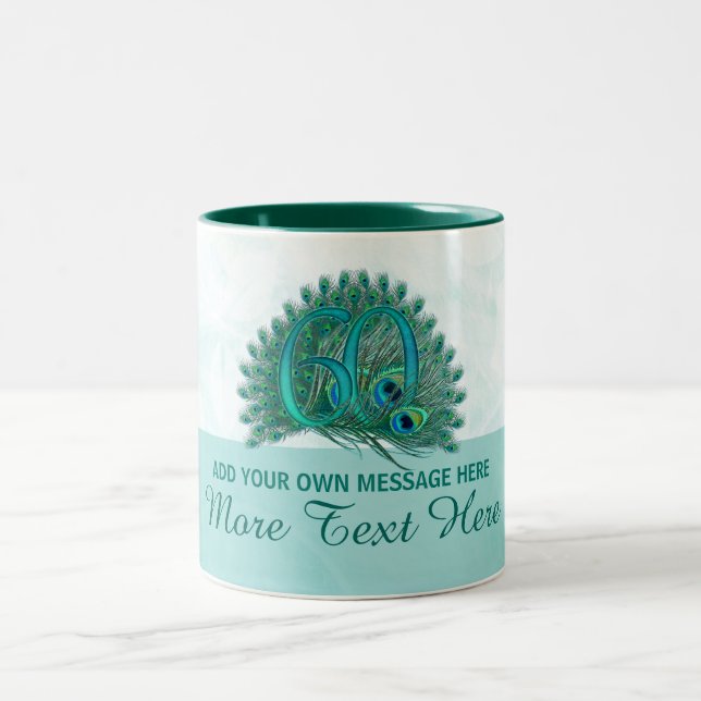 Customised elegant 60th birthday 60 text mug (Center)
