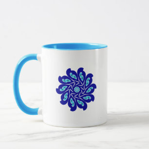 Customised Elegant, Abstract Blue Evil Eye Flower Mug