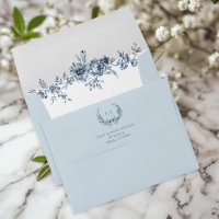 Customised Elegant Engraved Blue Floral