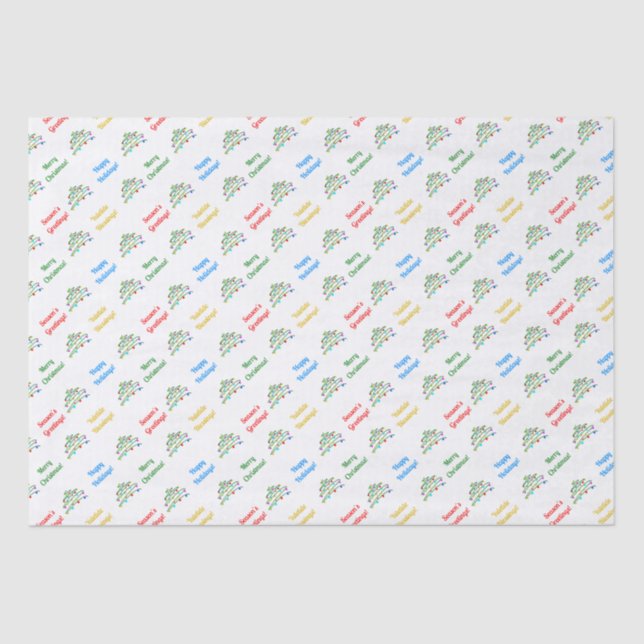 Customised Elegant "Merry Christmas" & Xmas Tree Tissue Paper (Front)