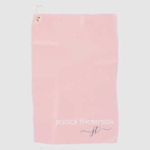 Customised Elegant Modern Monogram Name Blush Pink Golf Towel