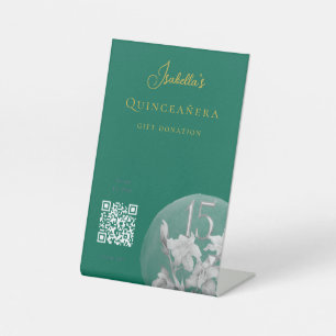 Customised Emerald Quinceanera  QR Code Cash App  Pedestal Sign