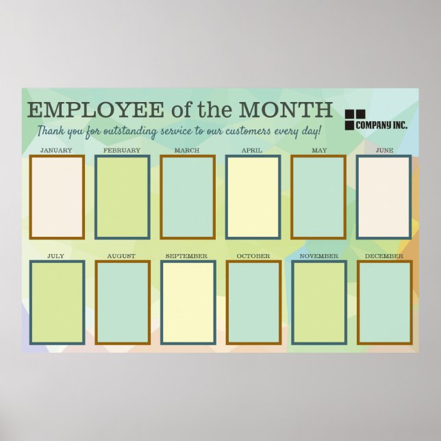 Customised employee of the month photo display poster (Front)
