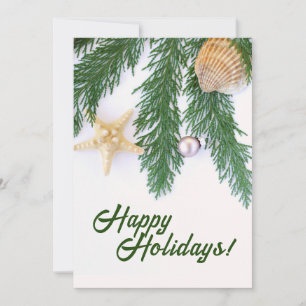 Customised Evergreen/Sea Shells Holiday Card