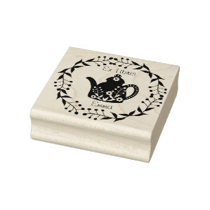 Customised Ex Libris floral teapot  Rubber Stamp