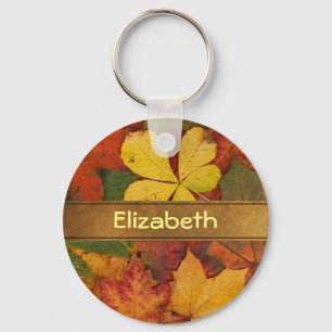 Customised Fall Foliage Leaves Key Ring