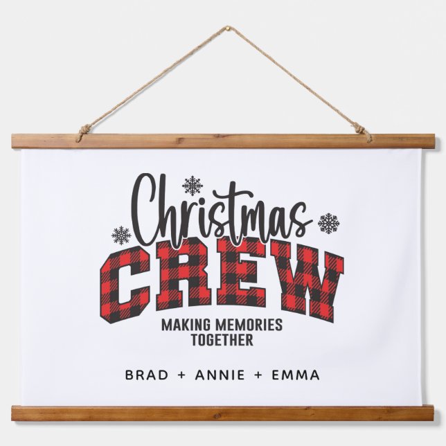 Customised Family Christmas Crew Plaid Hanging Tapestry (Front)