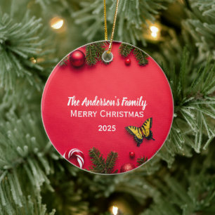 Customised Family Name with Butterfly Ceramic Tree Decoration