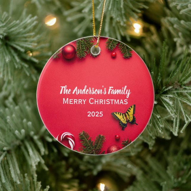 Customised Family Name with Butterfly Ceramic Tree Decoration (Tree)