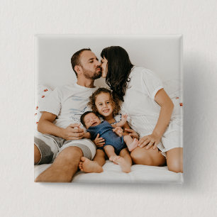 Customised Family Photo Personalised   15 Cm Square Badge