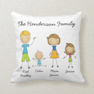 Customised Family Stick Figure Pillow